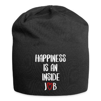 Happiness happy Happiness quotes funny saying - Jersey Beanie - black - Front