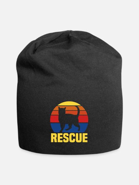Cat Adoption | Cat Lover | Vintage Retro Sunset - Jersey-Beanie - Schwarz