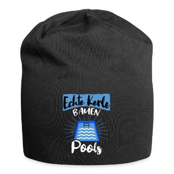 Pool Sprüche Poolbauer Poolbecken Gartenpool - Jersey-Beanie - Schwarz - Vorne
