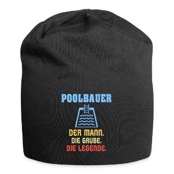 Pool Sprüche Poolbauer Poolbecken Gartenpool - Jersey-Beanie - Schwarz - Vorne