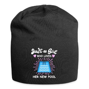 Pool Mädchen Poolbauer Poolbecken Schwimmen - Jersey-Beanie - Schwarz - Vorne