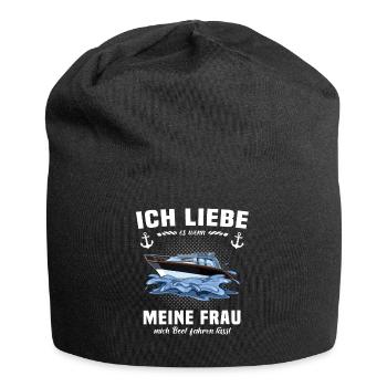 Kapitän Geschenk Bootsführerschein Motorboot Käptn - Jersey-Beanie - Schwarz - Vorne