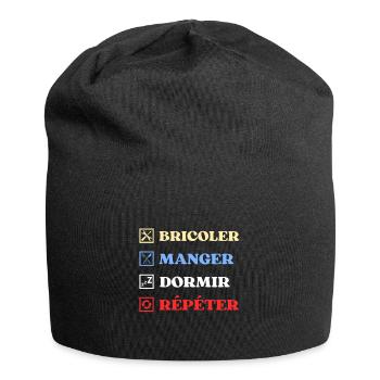 bricoler manger dormir humour bricolage bricoleur - Bonnet en jersey - noir - Devant