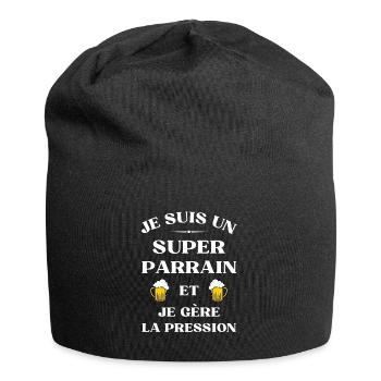 super parrain biere humour parrain humoristique - Bonnet en jersey - noir - Devant
