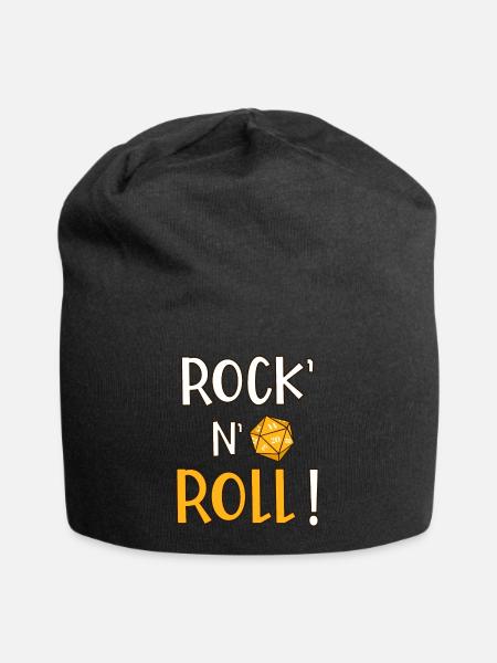 Rock' n' roll ! Humour jeu de rôle musique dés d20 - Bonnet en jersey - noir