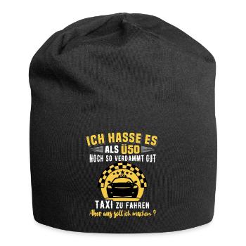 Taxifahrer Ü50 Geburtstag 50 Jahre Taxi Fahren - Jersey-Beanie - Schwarz - Vorne