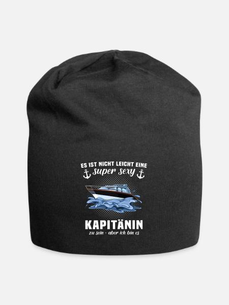 Kapitänin Boot Kapitän Frau Kapitänsfrau - Jersey-Beanie - Schwarz