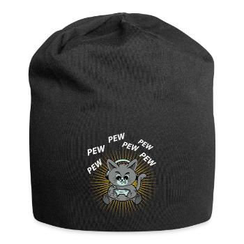 Gamer Gaming T-Shirt mit Katze Pew Pew Pew - Jersey-Beanie - Schwarz - Vorne