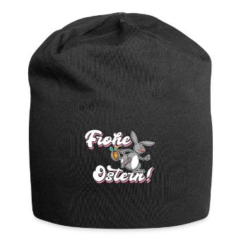 Frohe Ostern Geschenk Osterhase - Jersey-Beanie - Schwarz - Vorne