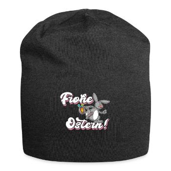 Frohe Ostern Geschenk Osterhase - Jersey-Beanie - Anthrazit - Vorne