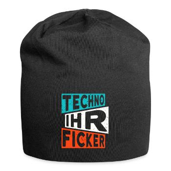 TECHNO IHR FICKER SPRUCH RAVE RAVER - Jersey-Beanie - Schwarz - Vorne