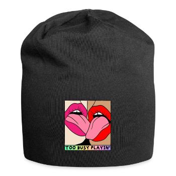 EROTIC GIRLS TOO BUSY PLAYING SEXY FRENCH KISS - Jersey Beanie - black - Front