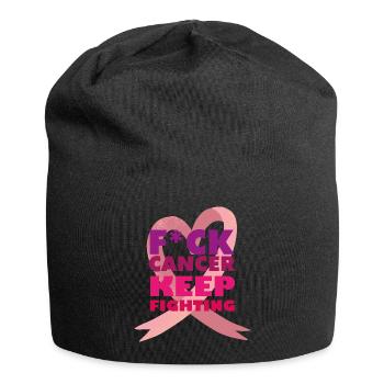 cancer keep fighting kampf krebs rosa schleife - Jersey-Beanie - Schwarz - Vorne