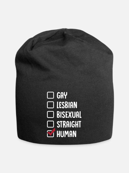 Gay Lesbian Bisexual Straight Human - Jersey Beanie - black