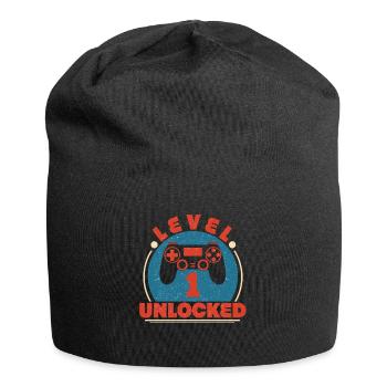 1 Birthday Level 1 Unlocked - Jersey Beanie - black - Front