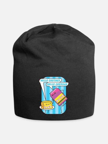 Cheddar and chutney kawaii. - Jersey Beanie - black