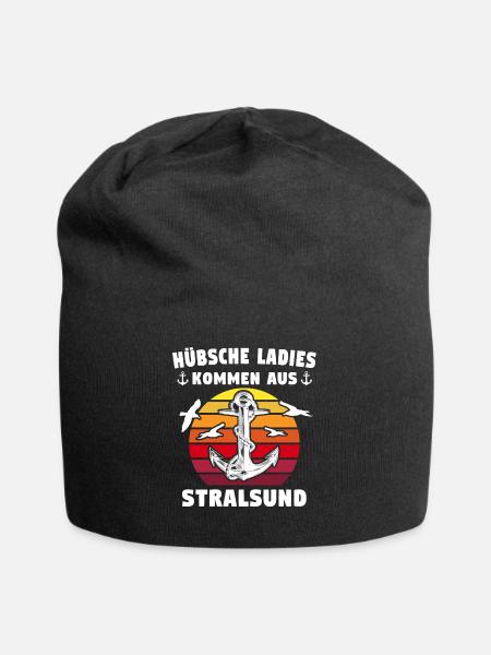 Urlaub Stralsund Sprüche - Jersey-Beanie - Schwarz