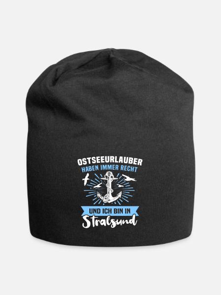Urlaub Stralsund Sprüche - Jersey-Beanie - Schwarz