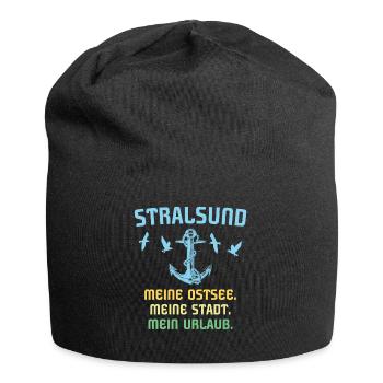 Urlaub Stralsund Ostsee - Jersey-Beanie - Schwarz - Vorne