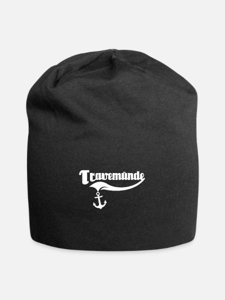 Travemünde Souvenir Ostsee - Jersey-Beanie - Schwarz