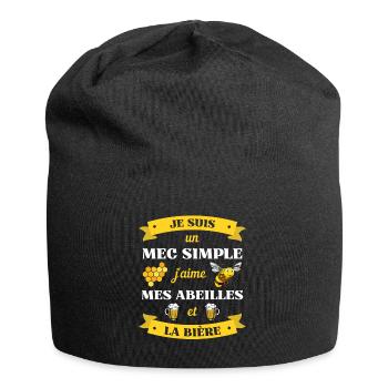 mec simple abeilles biere humour apiculteur homme - Bonnet en jersey - noir - Devant