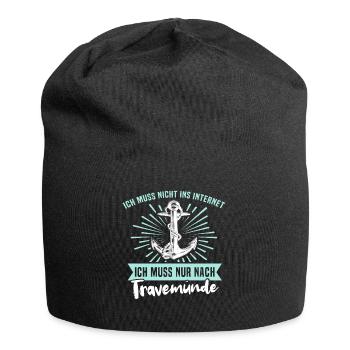 Urlaub Travemünde Ostsee - Jersey-Beanie - Schwarz - Vorne