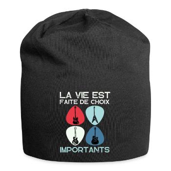 Guitariste humour guitare cadeau homme femme - Bonnet en jersey - noir - Devant