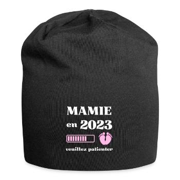 mamie 2023 humour annonce grossesse grand mere - Bonnet en jersey - noir - Devant