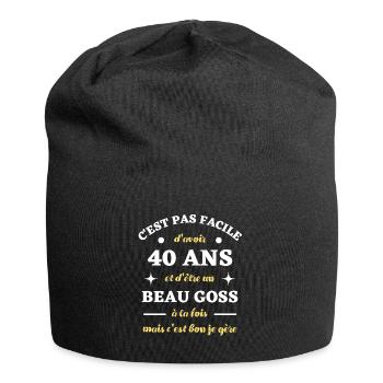 beau goss 40 ans humour anniversaire cadeau drole - Bonnet en jersey - noir - Devant
