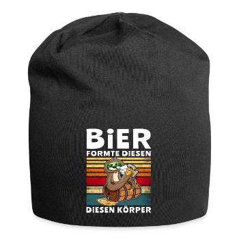 Bier Formte Körper Faultier Trinksprüche - Jersey-Beanie - Schwarz - Vorne