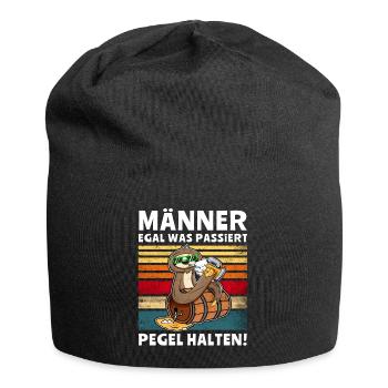 Bier Männer Pegel Halten Faultier Trinksprüche - Jersey-Beanie - Schwarz - Vorne