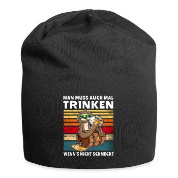 Bier Trinken Nicht Schmeckt Faultier Trinksprüche - Jersey-Beanie - Schwarz - Vorne