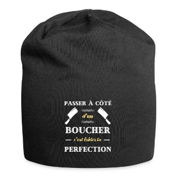 perfection boucher homme humour boucherie cadeau - Bonnet en jersey - noir - Devant