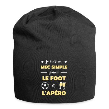 mec simple foot apéro humour football homme drole - Bonnet en jersey - noir - Devant