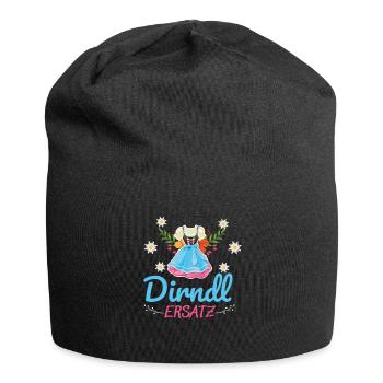Lustiges Damen Ersatz Dirndl - Jersey-Beanie - Schwarz - Vorne
