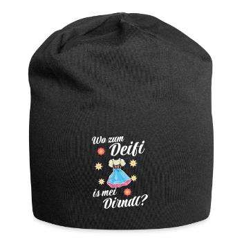 Damen Dirndl Trachtenshirt für - Jersey-Beanie - Schwarz - Vorne