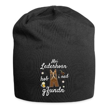 Trachtenshirt Herren Lederhosen - Jersey-Beanie - Schwarz - Vorne