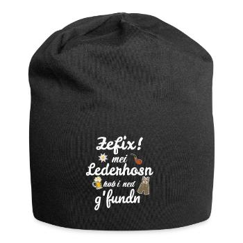 Trachtenshirt Herren Lederhosen - Jersey-Beanie - Schwarz - Vorne