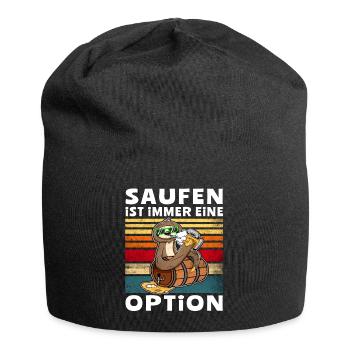 Bier Saufen Faultier Saufsprüche - Jersey-Beanie - Schwarz - Vorne