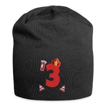 Kindergeburtstag 3 Jährige Feuerwehr Auto - Jersey-Beanie - Schwarz - Vorne