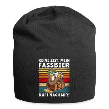 Bier Fassbier Faultier Saufsprüche - Jersey-Beanie - Schwarz - Vorne