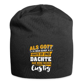 Gott Schuf Grinste Lustig - Jersey-Beanie - Schwarz - Vorne