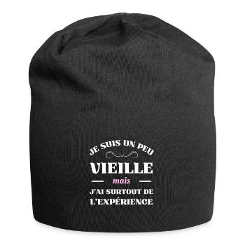 vieille experience humour retraite mamie cadeau - Bonnet en jersey - noir - Devant
