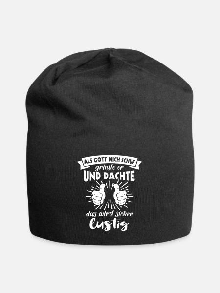 Gott Grinste Spruch - Jersey-Beanie - Schwarz