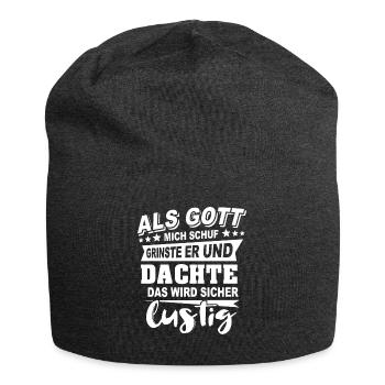Gott Grinste Spruch - Jersey-Beanie - Anthrazit - Vorne
