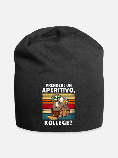 Bier Trinken Faultier Trinksprüche - Jersey-Beanie - Schwarz