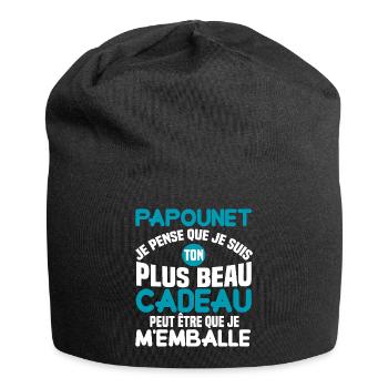 Papounet je pense que je suis ton plus beau cadeau - Bonnet en jersey - noir - Devant