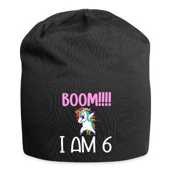 Dabbing birthday unicorn for kid 6 years old girl - Bonnet en jersey - noir - Devant