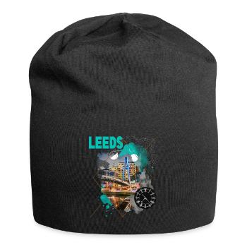 Leeds England UK City Skyline Vintage Retro - Jersey Beanie - black - Front
