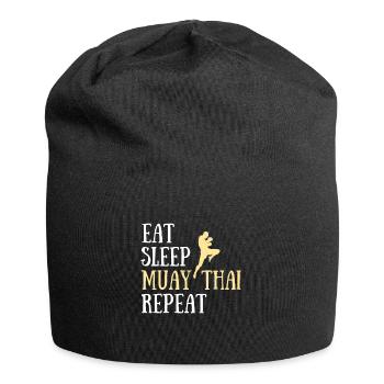 eat sleep muay thai humor martial arts geschenk - Jersey-Beanie - Schwarz - Vorne